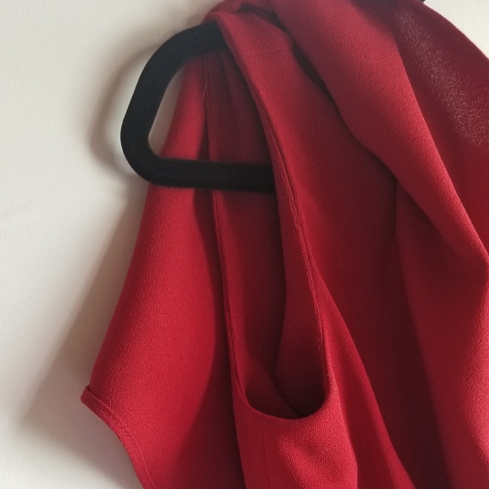 ZARA Woman Red Ruffle Sleeve Top - Picture 6 of 8